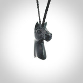 This medium sized horse pendant is made from New Zealand Jade. We've hand carved this piece for all the horse lovers out there. Free postage worldwide. Jade Stone horse head jewellery.